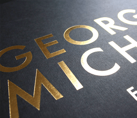 Gold foil hot stamping on a flat packaging box