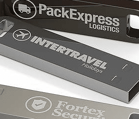 Laser engraving a logo into a metal corporate gift