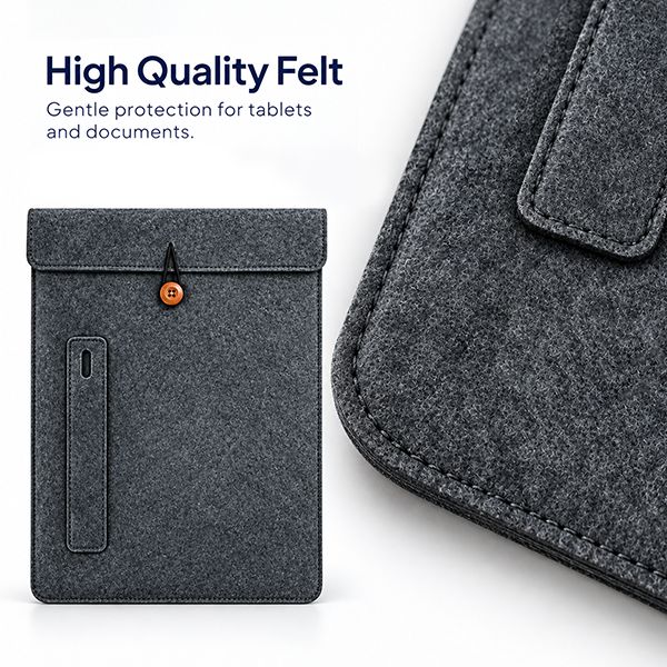 15.4" Felt Tablet Document Sleeve with Pen Holder