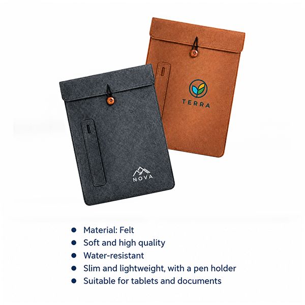 15.4" Felt Tablet Document Sleeve with Pen Holder