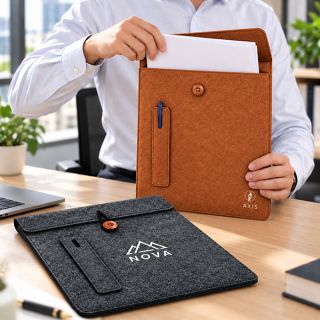 15.4" Felt Tablet Document Sleeve with Pen Holder