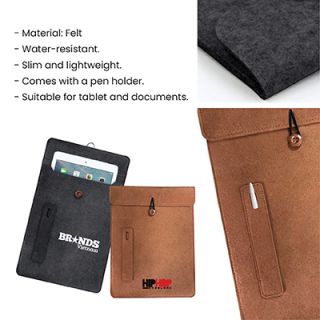 15.4" Felt Tablet Document Sleeve with Pen Holder