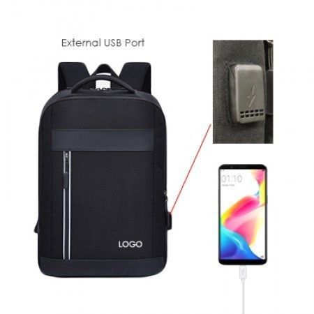 15.6" Travel PU Laptop Backpack with USB Port