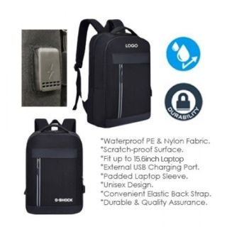 15.6" Travel PU Laptop Backpack with USB Port
