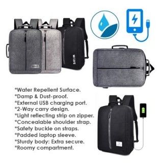 15.6" REFLECT 2 Way Laptop Backpack with External USB Port