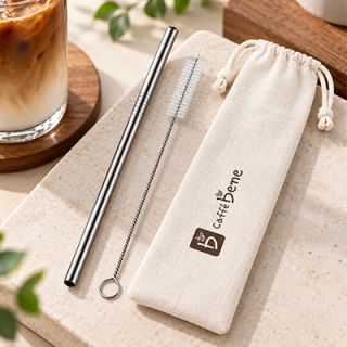 2-in-1 Stainless Steel Drinking Straw Canvas Set