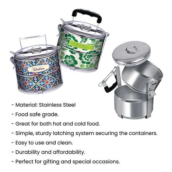 2 Tier Stainless Steel Tiffin Box Sticker Wrap - 14cm