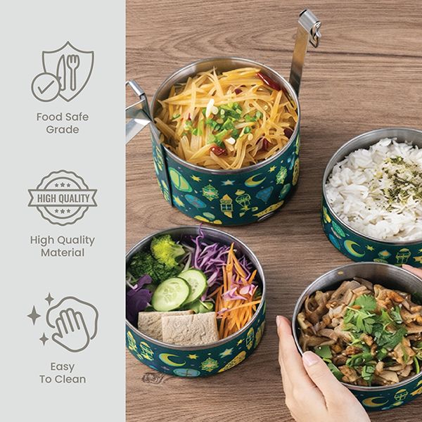 2 Tier Stainless Steel Tiffin Box UV Print - 14cm