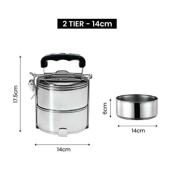 2 Tier Stainless Steel Tiffin Box UV Print - 14cm