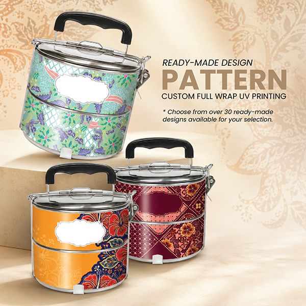 2 Tier Stainless Steel Tiffin Box UV Print - 14cm