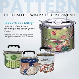 2 Tier Stainless Steel Tiffin Box Sticker Wrap - 12cm
