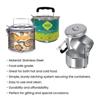 2 Tier Stainless Steel Tiffin Box Sticker Wrap - 12cm