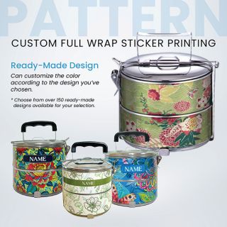 2 Tier Stainless Steel Tiffin Box Sticker Wrap - 14cm