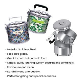 2 Tier Stainless Steel Tiffin Box Sticker Wrap - 14cm