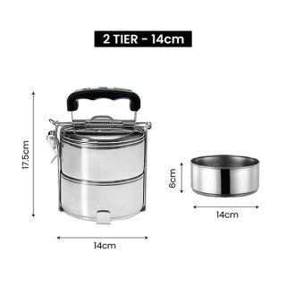 2 Tier Stainless Steel Tiffin Box UV Print - 14cm