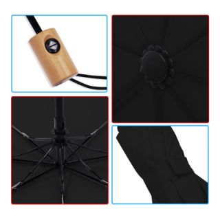 21'' Auto Open-Close 3 Fold Umbrella with Wooden Handle