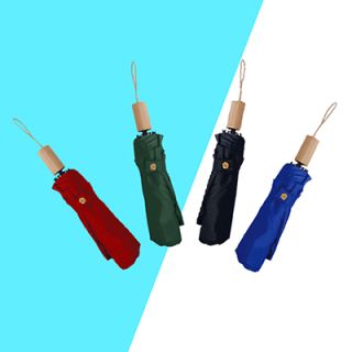 21'' 3 Fold Umbrella with Wooden Handle