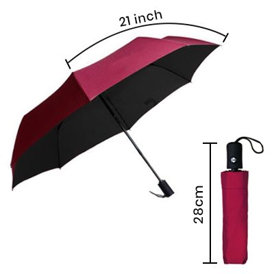 21" Auto-Open Close 3 Fold Black Coated Umbrella