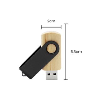 Metal Swivel Black Wooden USB Flash Drive - 8GB