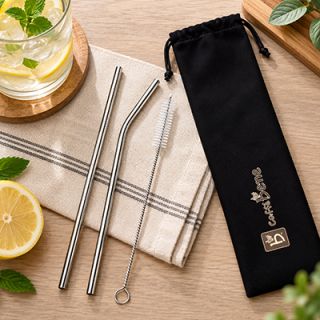 3-in-1 Stainless Steel Drinking Straw Canvas Set