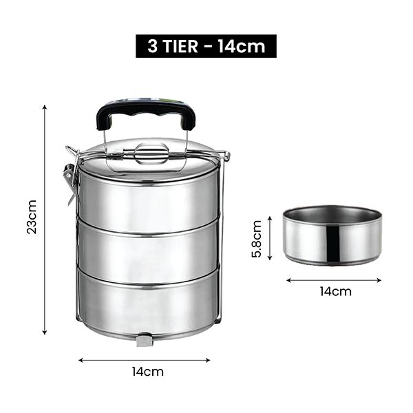 3 Tier Stainless Steel Tiffin Box Sticker Wrap - 14cm