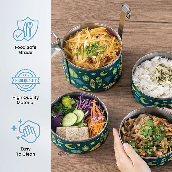 3 Tier Stainless Steel Tiffin Box Sticker Wrap - 14cm
