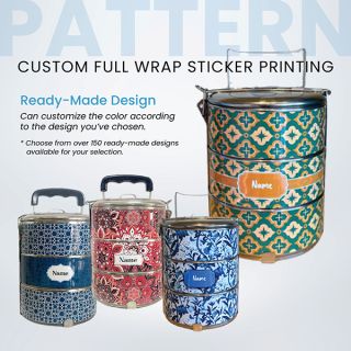 3 Tier Stainless Steel Tiffin Box Sticker Wrap - 14cm