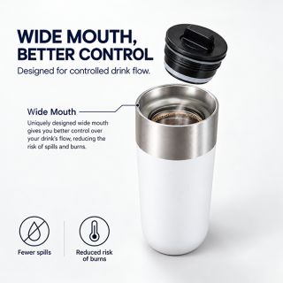 360° Drinking Stainless Steel Insulated Tumbler - 480ml