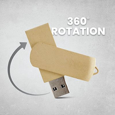 Beige cover swinging round the connector with a curved arrow, captioned 360° ROTATION