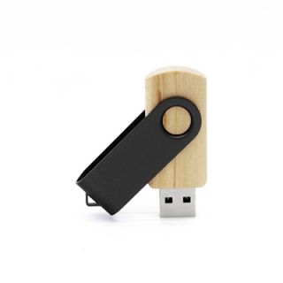 Metal Swivel Black Wooden USB Flash Drive - 8GB