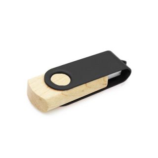 Metal Swivel Black Wooden USB Flash Drive - 8GB