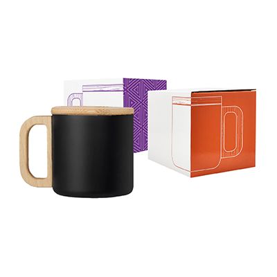 ASHLEY Wooden Handle Stainless Steel Mug - 400ml