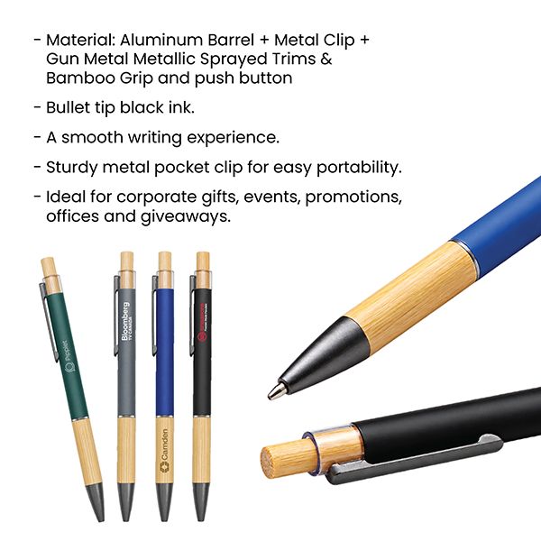 BAMBOO Grip Press Action Aluminum Ball Pen