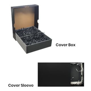 Black Gift Box 2 Compartment with Shredded Paper - M Size