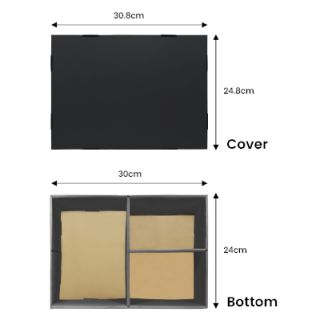 Black Gift Box 3 Compartment with Shredded Paper - M Size