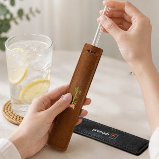 Borosilicate Glass Straw (8×215) with Straw Felt Pouch Set