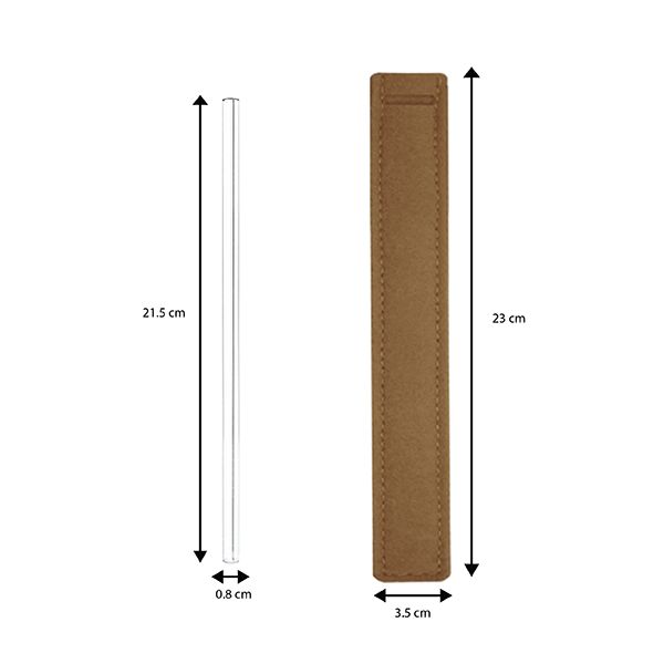 Borosilicate Glass Straw (8x215) with Straw Felt Pouch Set