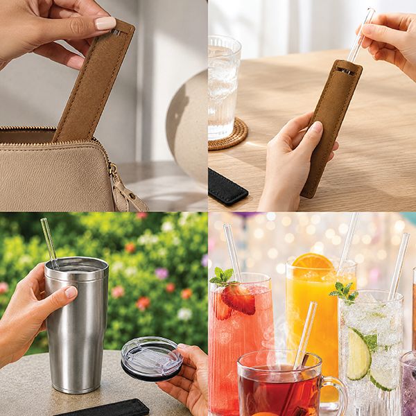 Borosilicate Glass Straw (8x215) with Straw Felt Pouch Set