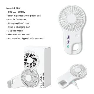 BUCKLE 3 Speed mini fan with Stand - 500mAh