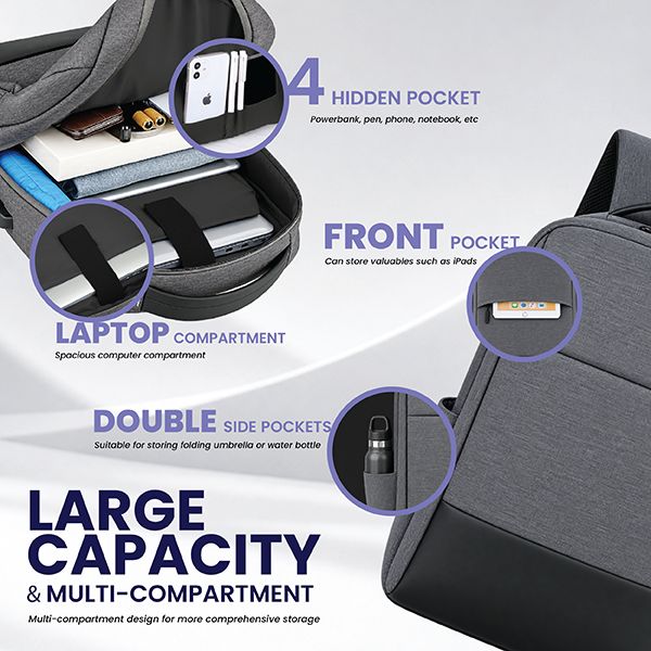 Business Laptop Backpack with External USB Port