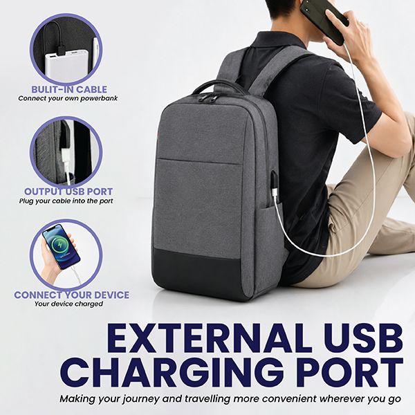 Business Laptop Backpack with External USB Port