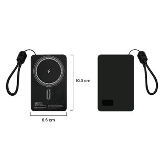 CABLE Magnetic 15W Wireless LED Power Bank Type C Strap - 5000mAh