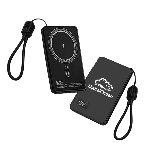 CABLE Magnetic 15W Wireless LED Power Bank Type C Strap - 5000mAh