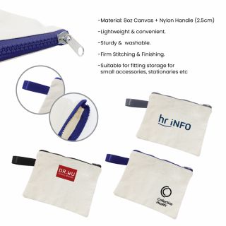 Canvas Zippered Pouch Travel Organizer with Handle - 8oz