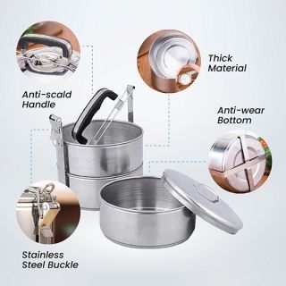 Classic 3 Tier Stainless Steel Tiffin Box - 14cm