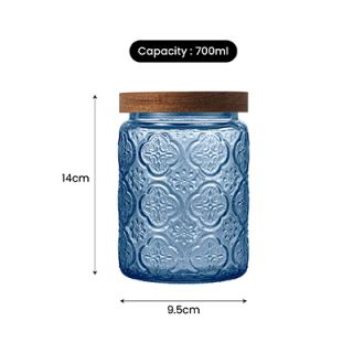 COLOUR Wooden Lid Glass Canister - 700ml