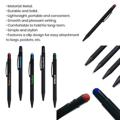 COLOUR Press Action Metal Ball Pen with Stylus