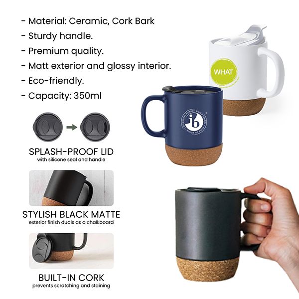CORK 2 Tone Ceramic Mug with Cover – 350ml