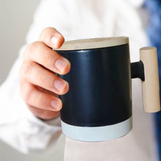 Duo Tone 2 Ceramic Wooden Handle Mug - 380ml