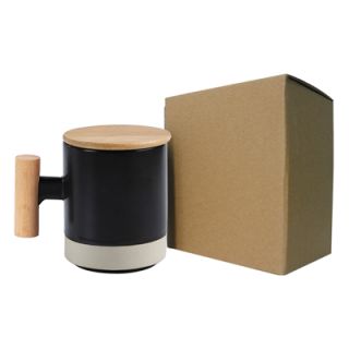 Duo Tone 2 Ceramic Wooden Handle Mug - 380ml